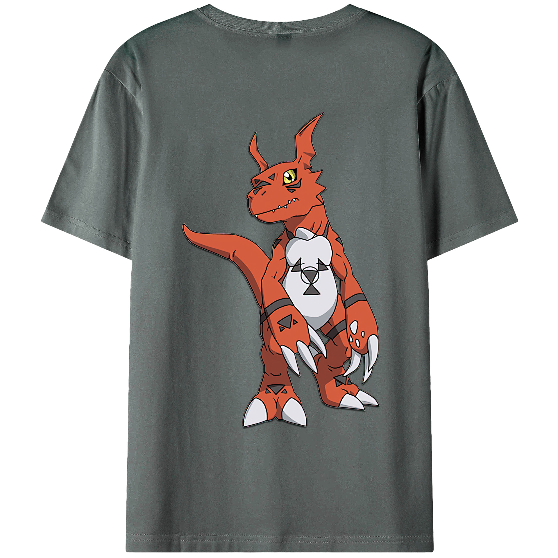 （画像用） Digimon デジタルモンスター/デジモン 綿100％ メンズ半袖Tシャツ（バックプリント） 通気性